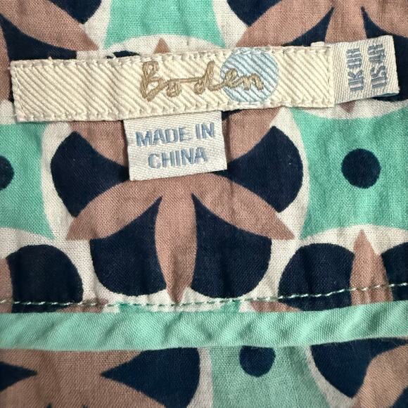 Boden‎ Geometric Medallion Print Cotton 3/4 Sleeve Blouse Size 4 - Picture 7 of 8